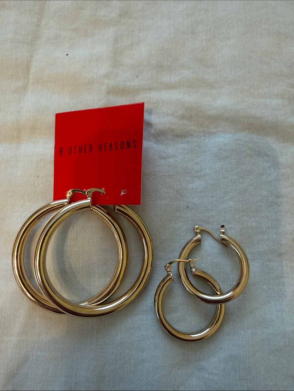 8 Other Reasons Polished Gold Hoop Earring Set - Double Pair